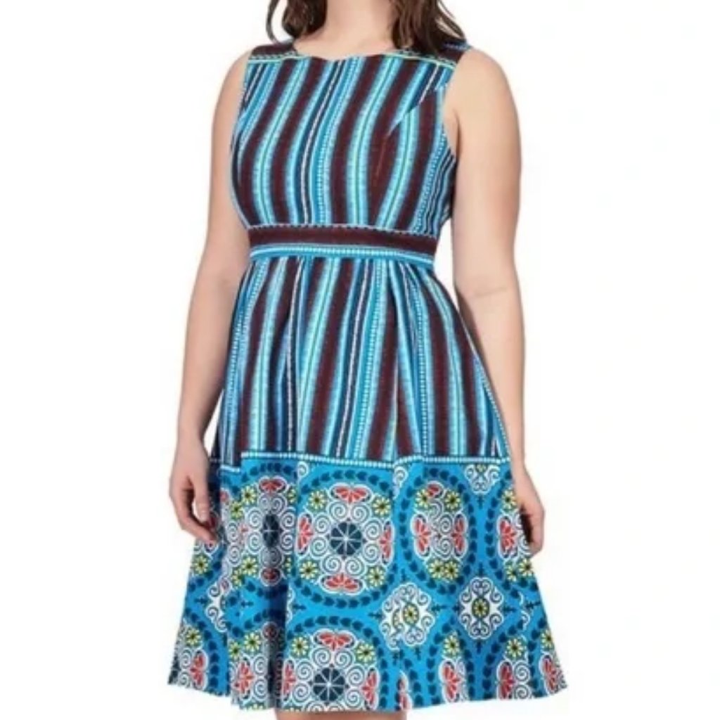 Plenty By Tracy Reese Aqua Blue Sleeveless Fit & Flare Dress Pockets Size 16w